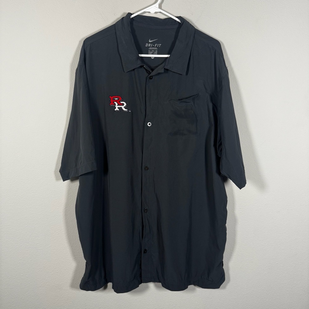 Nike Dri-FIT Round Rock Express Shirt Mens XL Gray Short Sleeve Button Up Logo